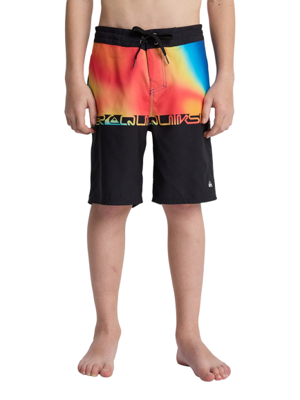 Quicksilver Kids' Everyday Drawstring Swim Shorts, Black Wordblock, Black Wordblock