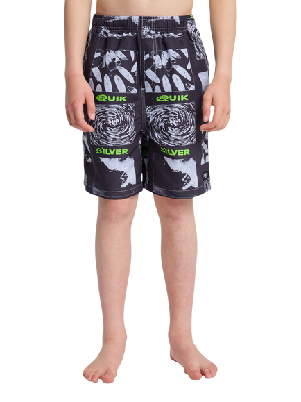 Quiksilver Kids' Mercury Volley Swim Shorts, Black Mercury, Black Mercury