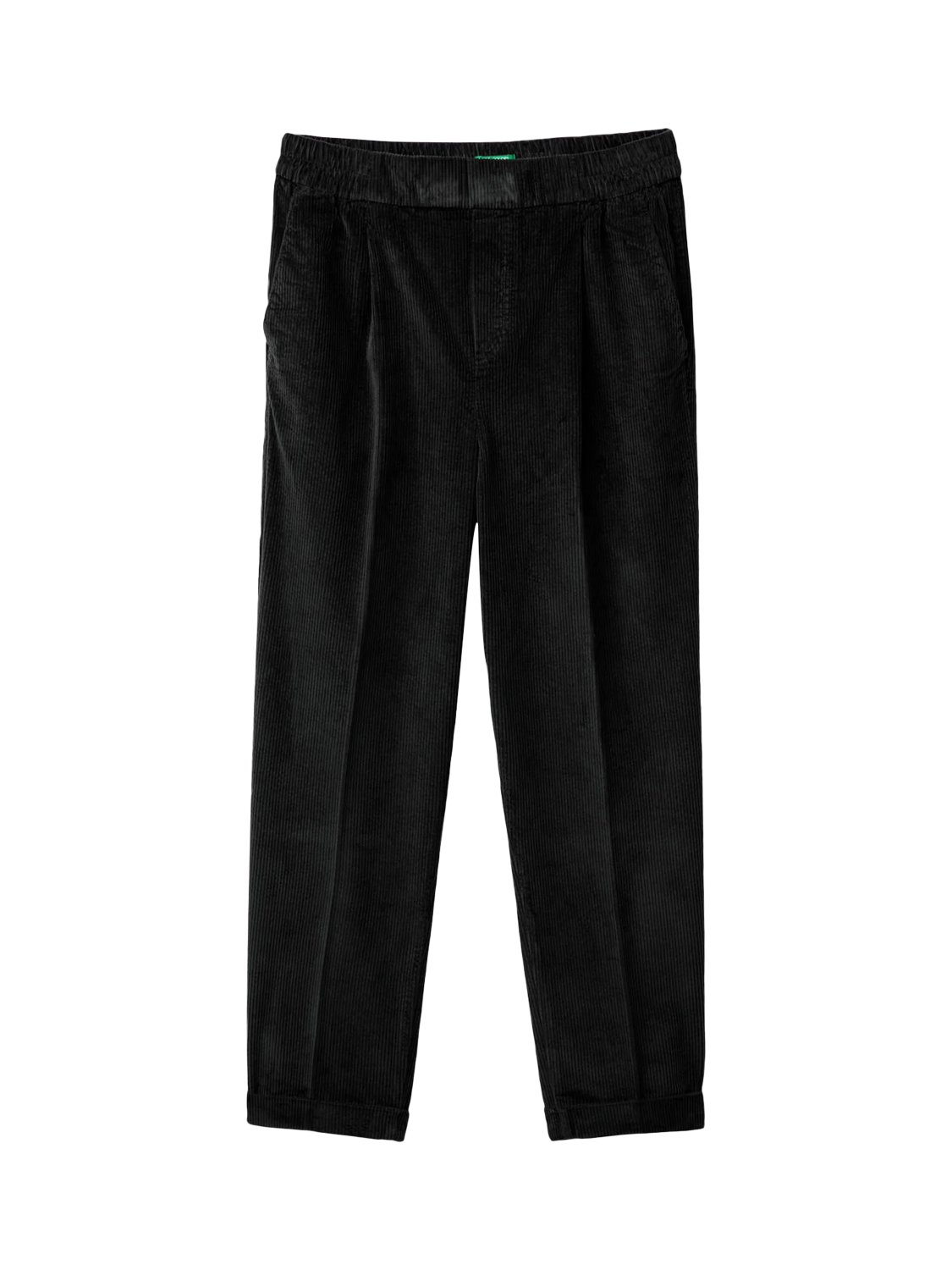 Product image 4 of 4, which shows Benetton Cropped Velvet Trousers, Black, XS