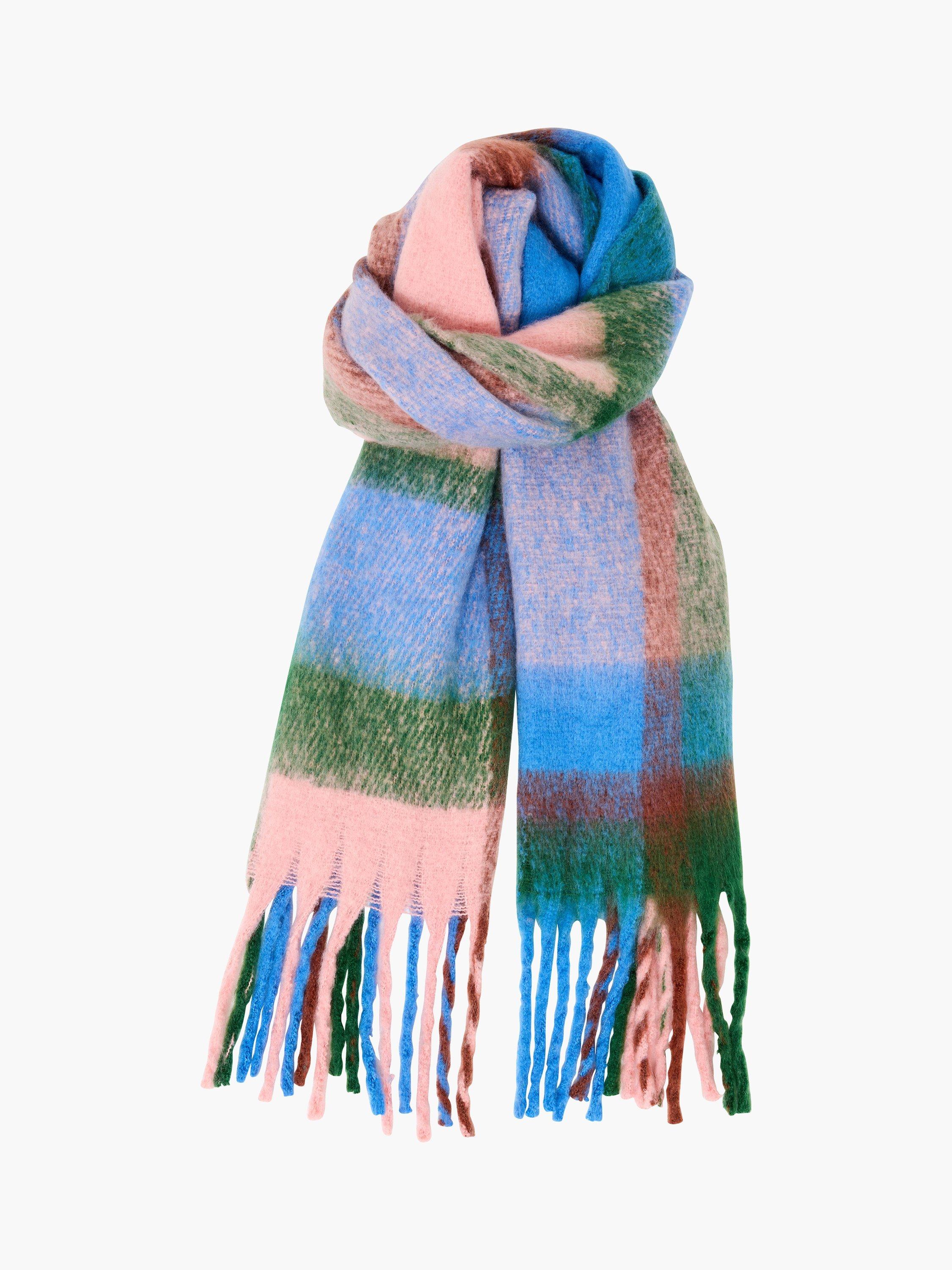 Product image 3 of 4, which shows French Connection Check Soft Rectangular Scarf, Pink/Multi, One Size