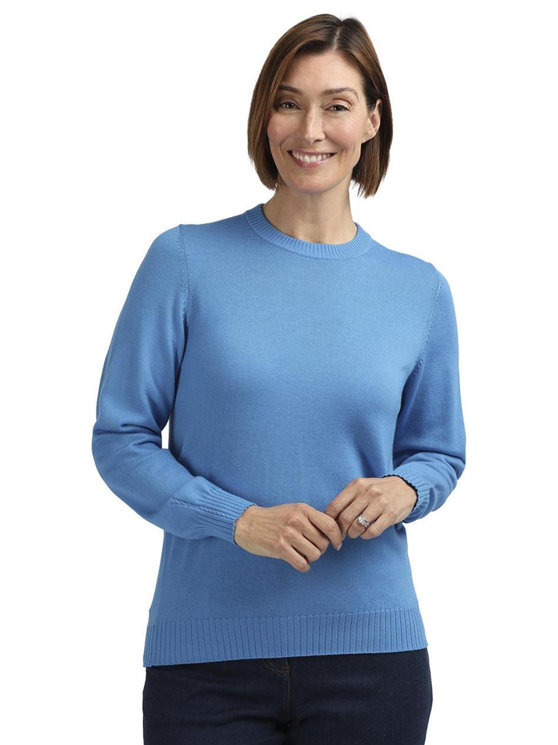 Product image 1 of 7, which shows Rohan Women's Merino Wool Crew Neck Jumper, Azure Blue, 8