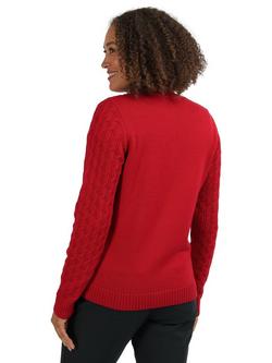 Rohan Women's Wellington Crew Neck Cable Knit Merino Wool Jumper - view 2, Harbour Red