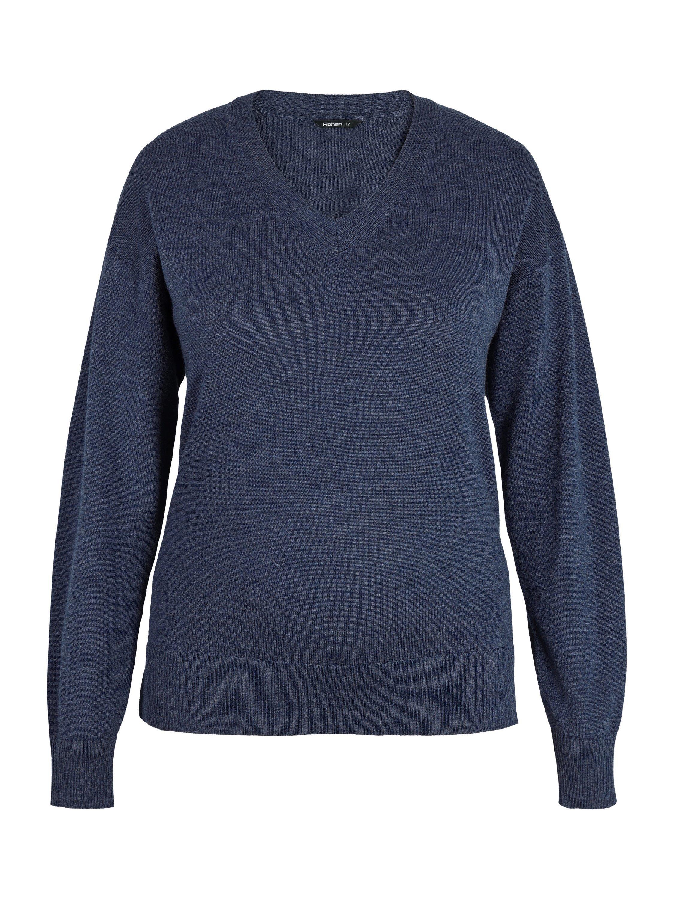 Product image 3 of 7, which shows Rohan Women's Merino Wool V-Neck Jumper, French Blue, 8