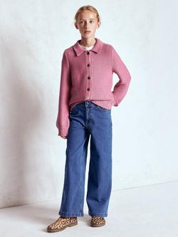 Mini Boden Kids' Pure Cotton Collared Cardigan, Pink Haze, Pink Haze