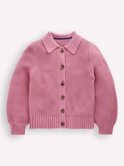 Mini Boden Kids' Pure Cotton Collared Cardigan, Pink Haze - view 2, Pink Haze