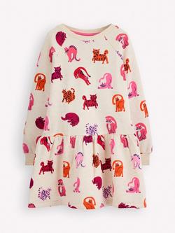 Mini Boden Kids' Cotton Blend Sweatshirt Dress, Multi Cats, Multi Cats