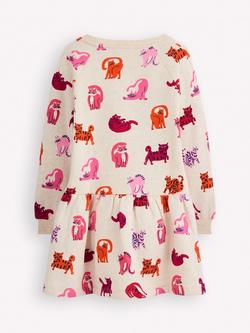 Mini Boden Kids' Cotton Blend Sweatshirt Dress, Multi Cats - view 2, Multi Cats