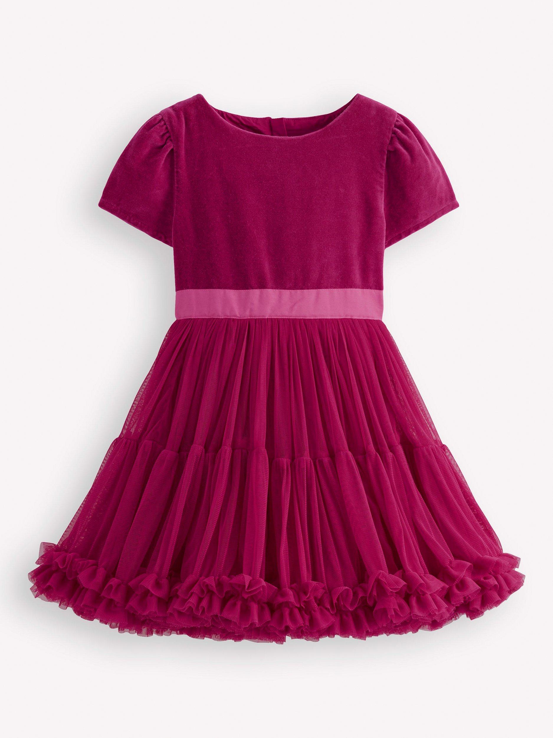 open lace back dress Tiered Tulle Dress-Chalk Pink Hearts main image 0