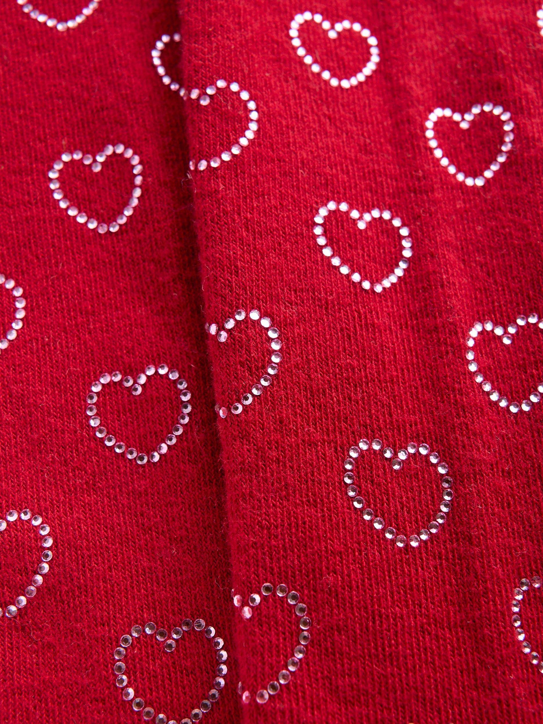 Product image 2 of 2, which shows Mini Boden Kids' Cotton Blend Twinkle Tights, Hearts, 5-6 years