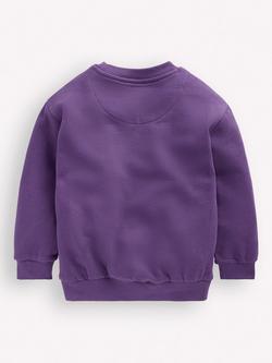 Mini Boden Kids' Pure Cotton Printed Sweatshirt, Purple Lovebirds - view 2, Purple Lovebirds