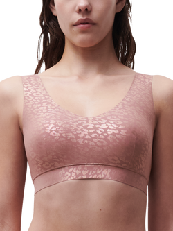 Chantelle Soft Stretch V-Neck Padded Crop Bra, Pink Leo Shimmer