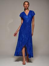 slim fit dress slacks Livvy Rhinestone Back Shimmer Midi Dress – honey main image 0