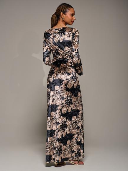 Jolie Moi Velvet Maxi Ruffle Dress - view 2, Black