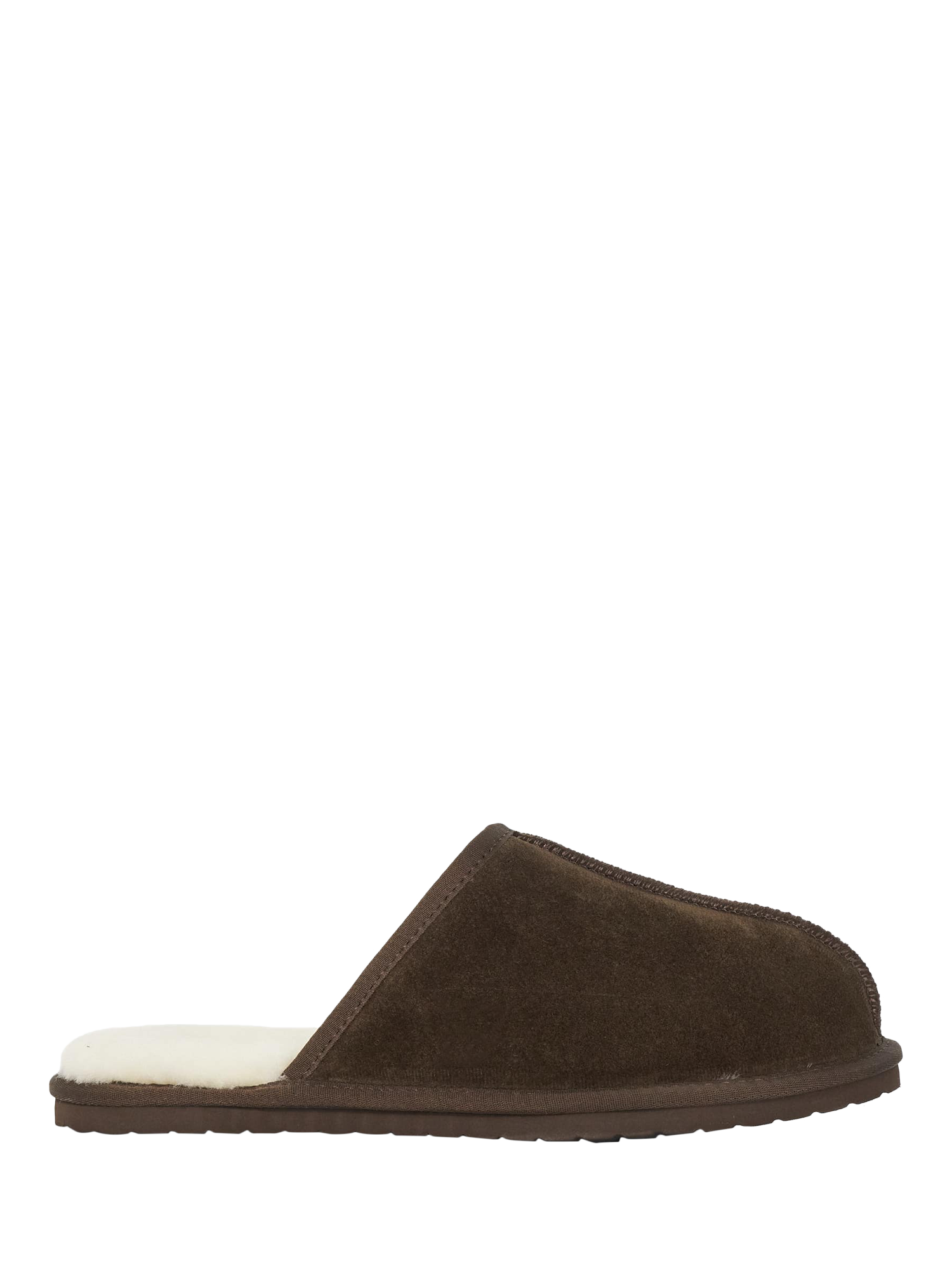 Product image 1 of 5, which shows Dune London Finny Suede Cuff Slippers, Brown, S