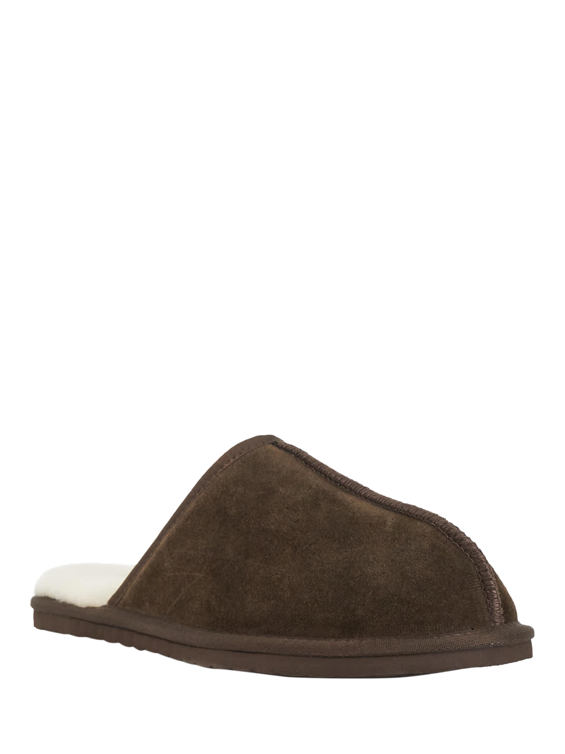 Product image 2 of 5, which shows Dune London Finny Suede Cuff Slippers, Brown, S