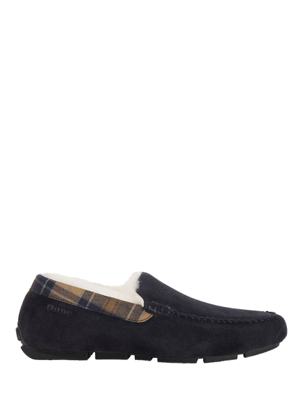 Dune London Fofo Shearling Moccasin Slippers, Navy