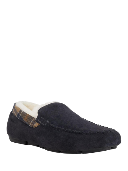 Dune London Fofo Shearling Moccasin Slippers - view 2, Navy