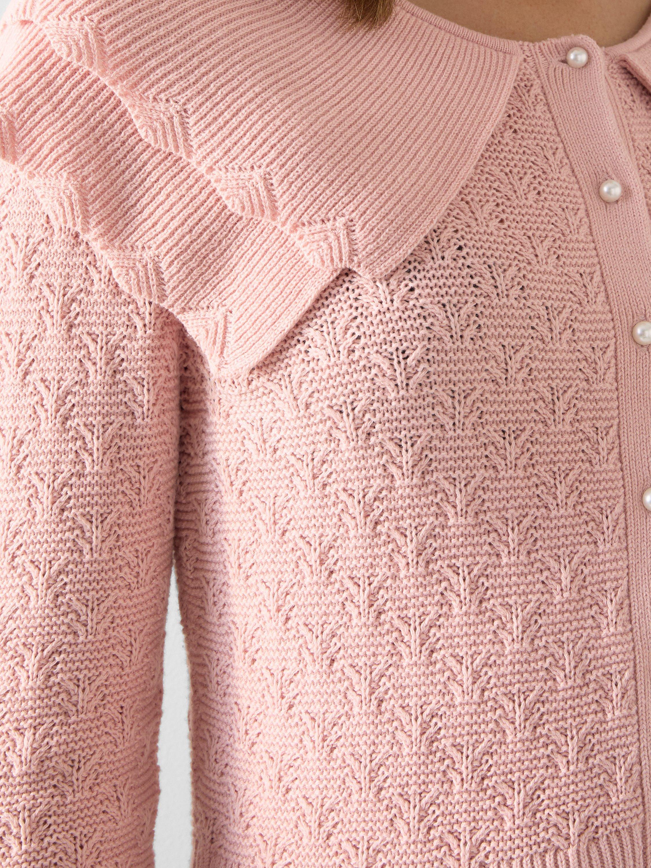 Product image 3 of 5, which shows LKB London Pointelle Cardigan, Dusky Pink, Dusky Pink, XS