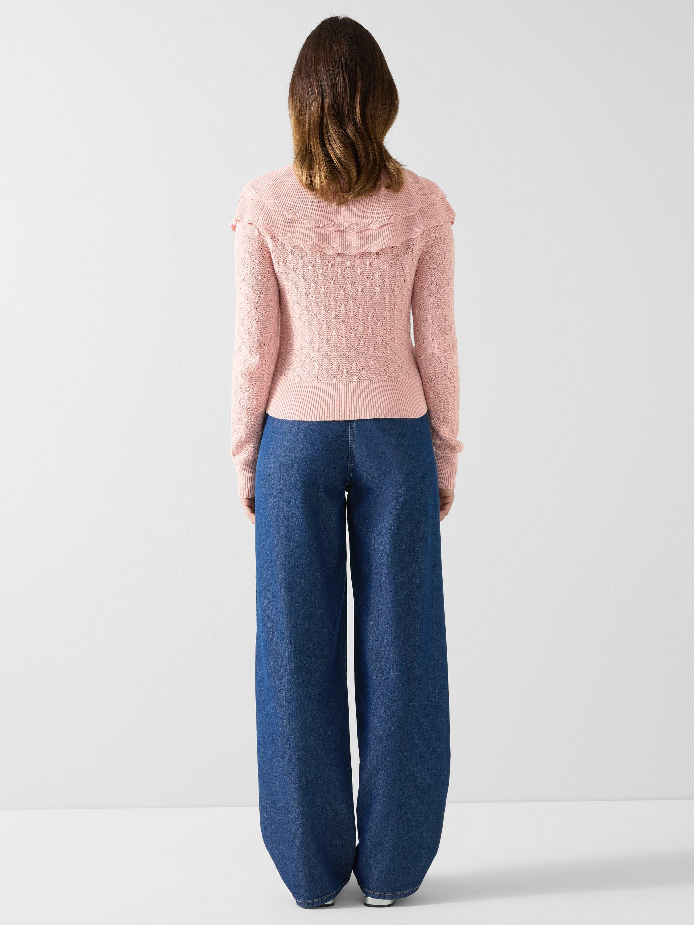 Product image 4 of 5, which shows LKB London Pointelle Cardigan, Dusky Pink, Dusky Pink, XS