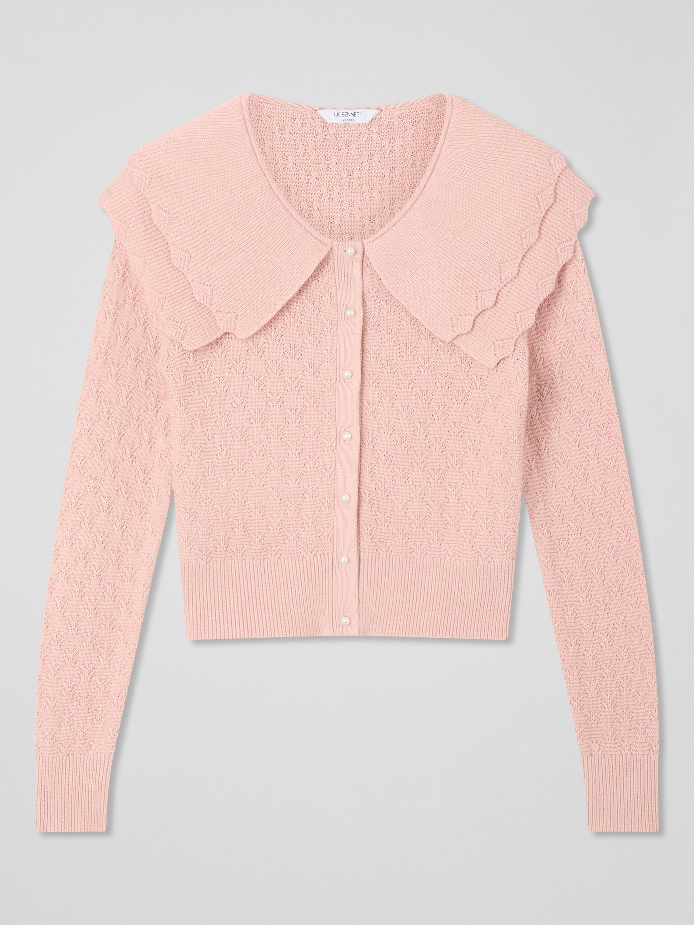Product image 5 of 5, which shows LKB London Pointelle Cardigan, Dusky Pink, Dusky Pink, XS