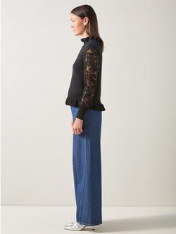 LKB London Viv Lace Sleeve Knit Top, Black - view 2, Black