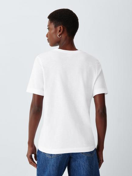 John Lewis Slub Cotton V-Neck T-Shirt - view 2, White
