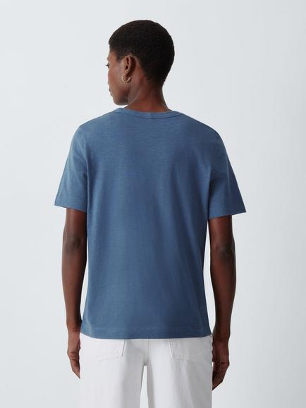 John Lewis Slub Cotton V-Neck T-Shirt - view 2, Indigo