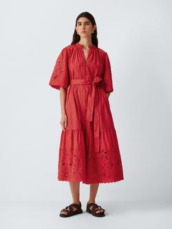 AND/OR Larabella Cutwork Tiered Dress, Red, Red
