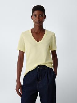 John Lewis Slub Cotton V-Neck T-Shirt, Yellow