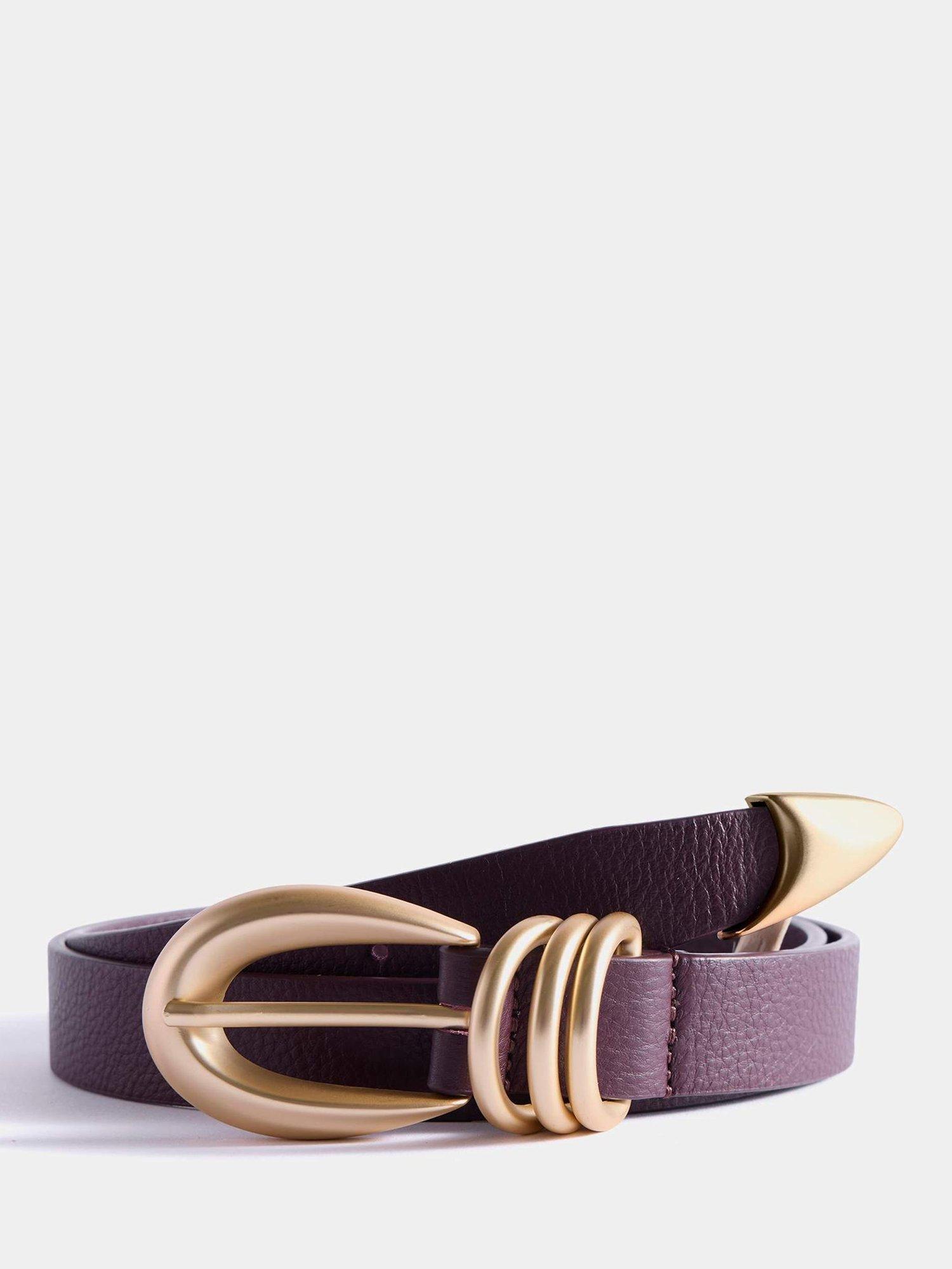 Mint Velvet Slim Leather Belt, Red Burgundy