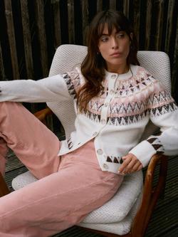 Mint Velvet Fair Isle Sequin Cardigan, Ivory/Multi, Ivory/Multi