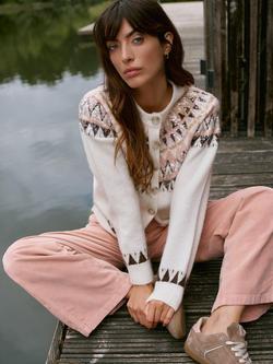 Mint Velvet Fair Isle Sequin Cardigan, Ivory/Multi - view 2, Ivory/Multi