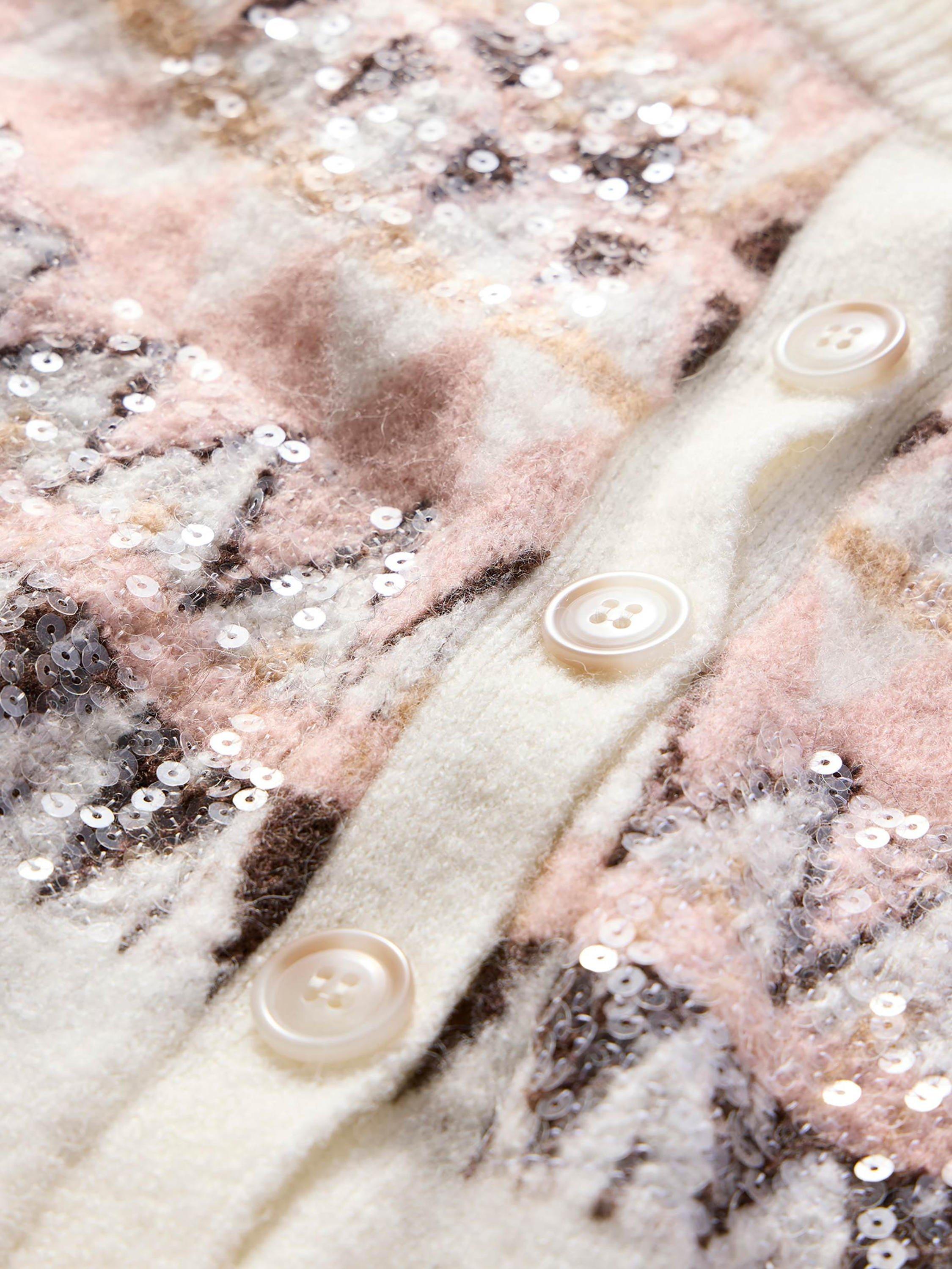 Product image 8 of 8, which shows Mint Velvet Fair Isle Sequin Cardigan, Ivory/Multi, S