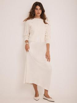 Mint Velvet Embellished Long Sleeve Knit Maxi Dress, White Ivory