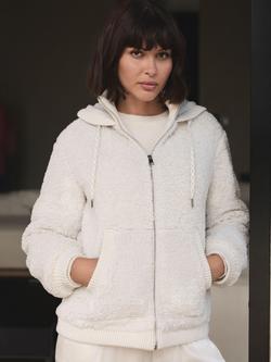 Mint Velvet Faux Fur Hooded Jacket, White Ivory