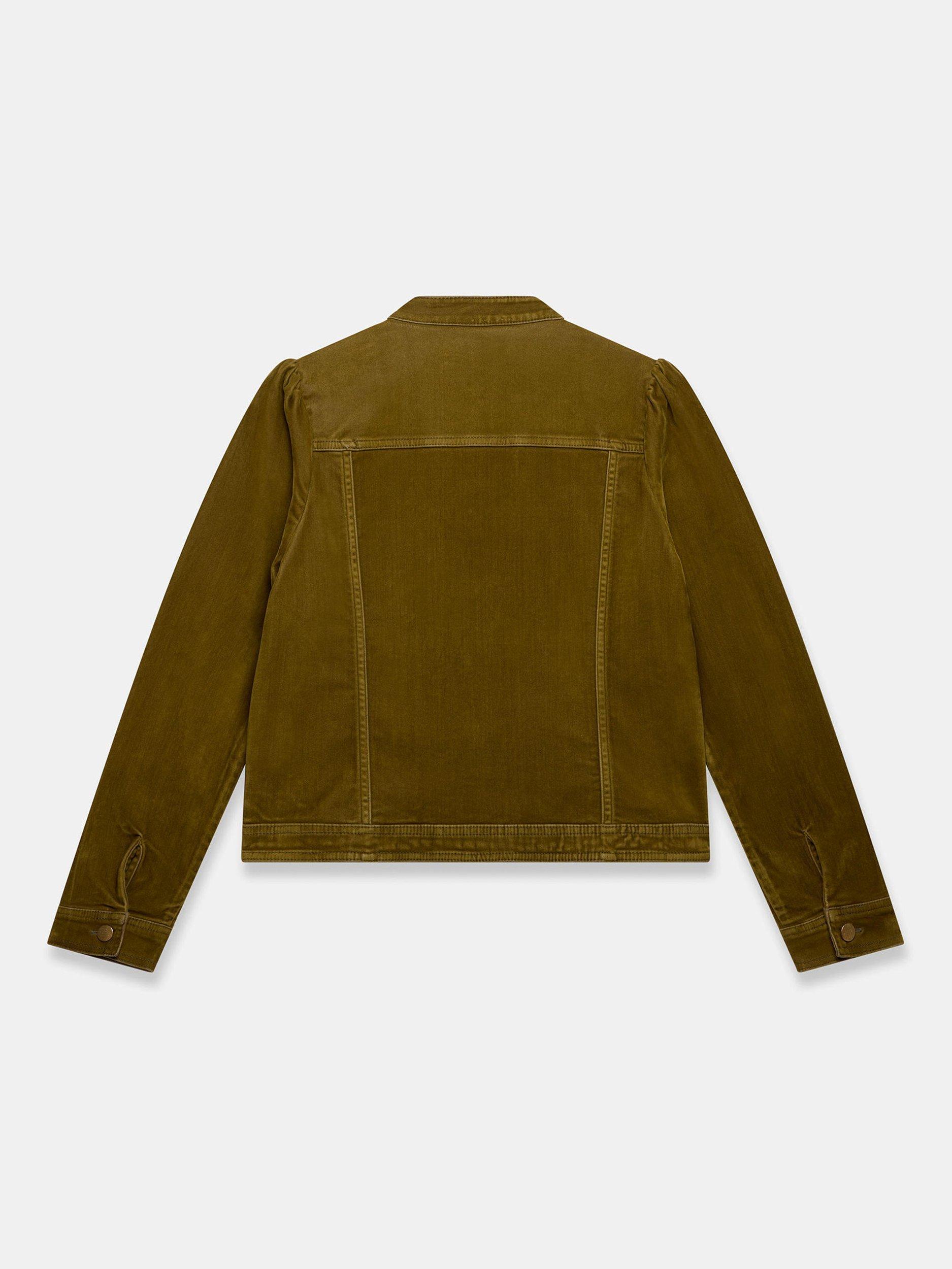 Product image 8 of 8, which shows Mint Velvet Puff Shoulder Cotton Blend Blazer Jacket, Khaki, XS