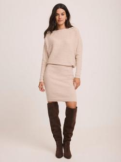 Mint Velvet Cable Knit Mini Dress, Natural - view 2, Natural