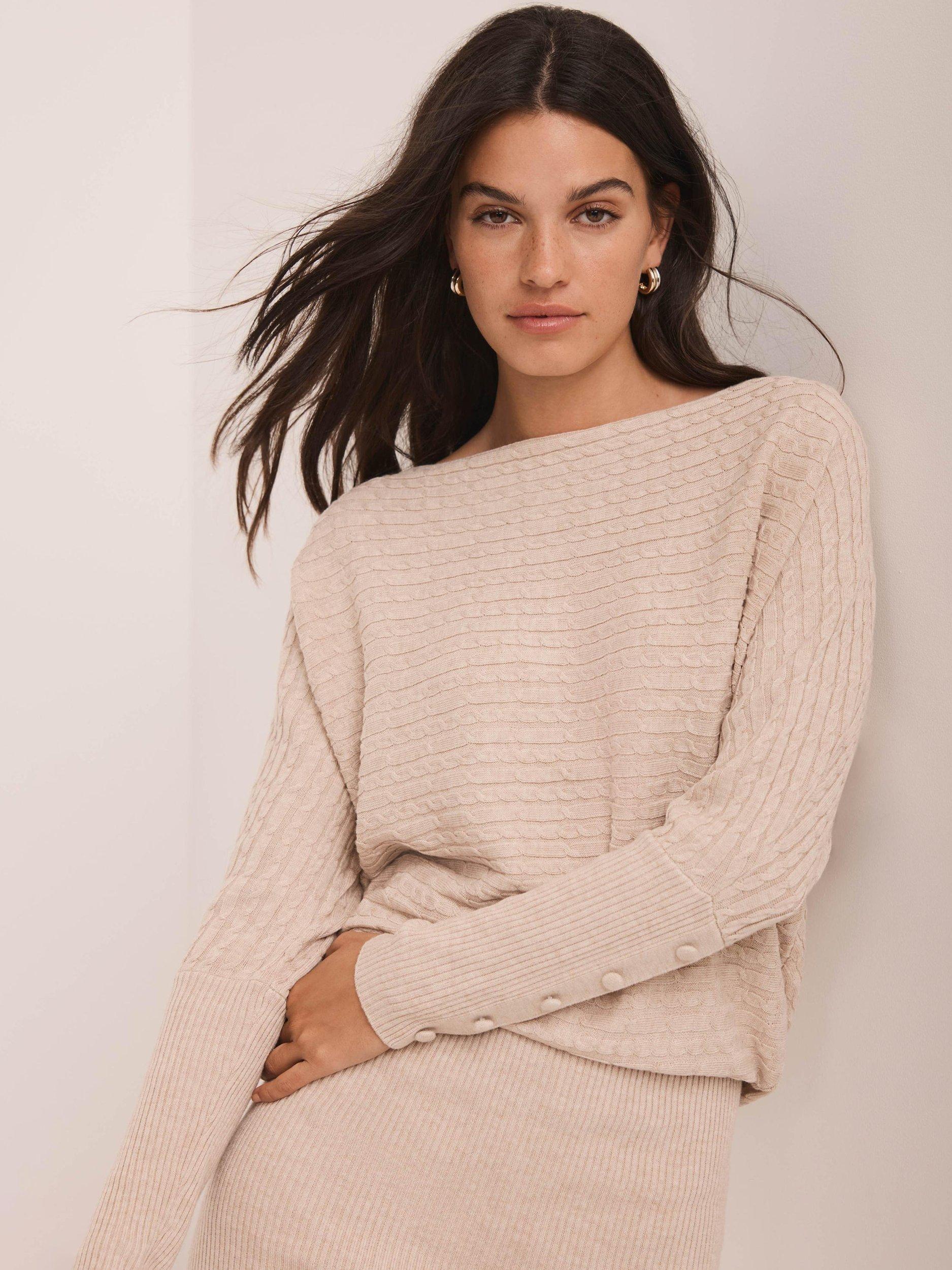 Product image 5 of 7, which shows Mint Velvet Cable Knit Mini Dress, Natural, XS