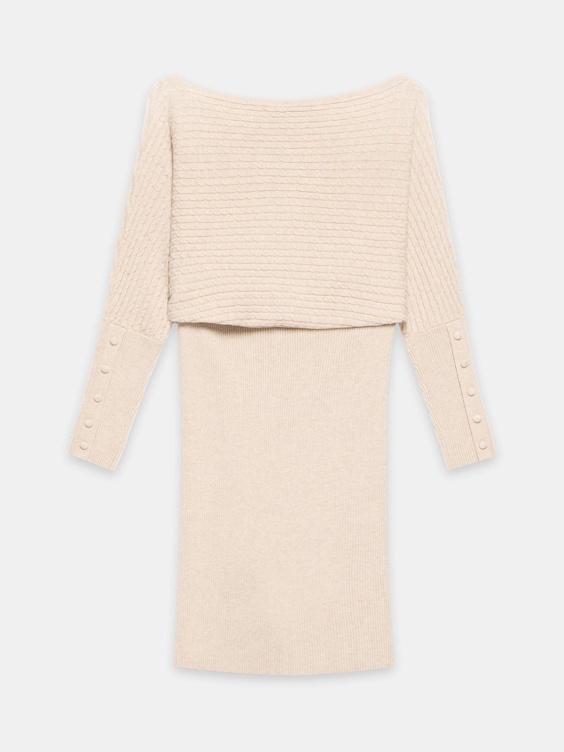 Product image 7 of 7, which shows Mint Velvet Cable Knit Mini Dress, Natural, XS