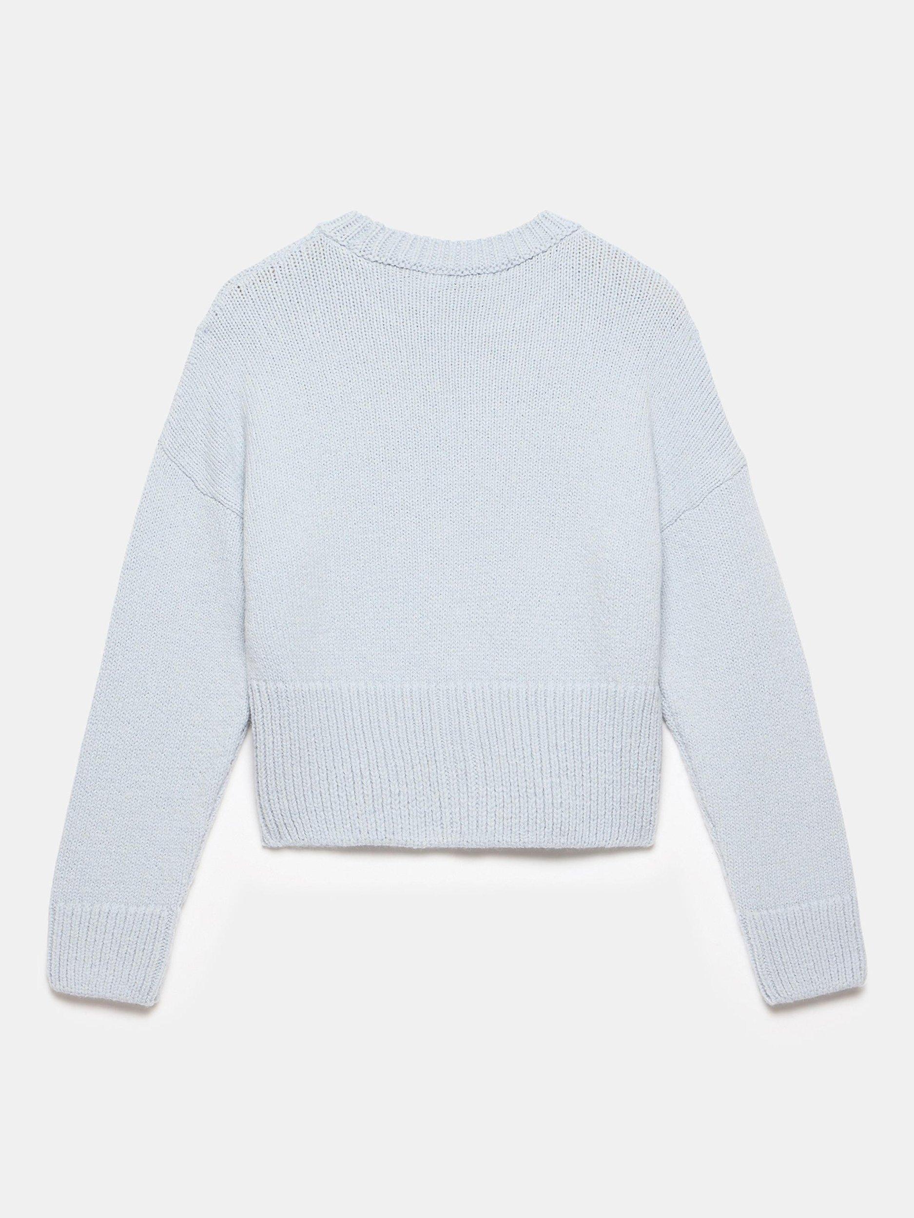 Product image 7 of 7, which shows Mint Velvet Knitted Wool Blend Zip Hem Jumper, Blue, XL