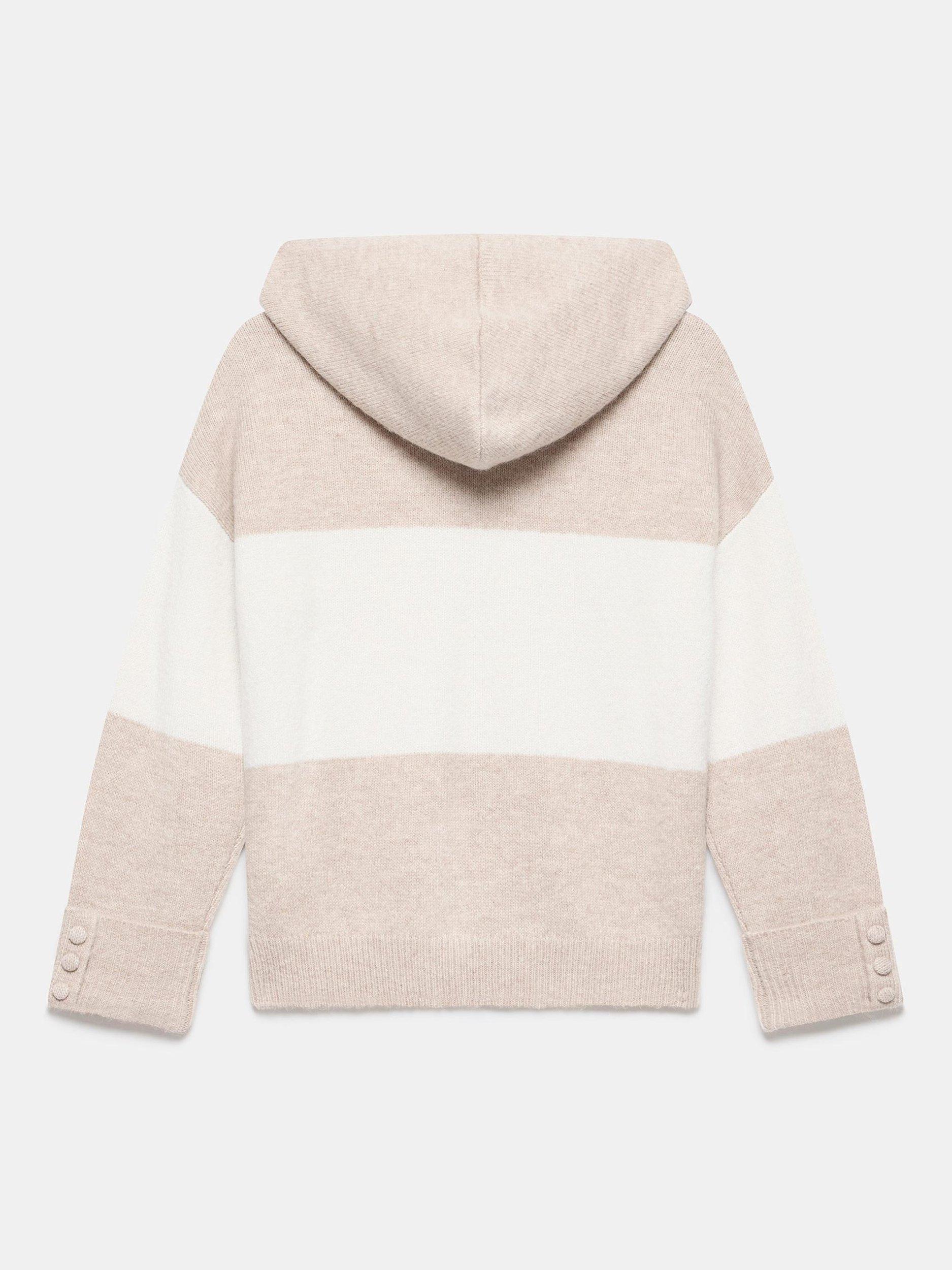 Product image 8 of 8, which shows Mint Velvet Striped Wool Blend Scarf Hoody, Natural/Multi, XS