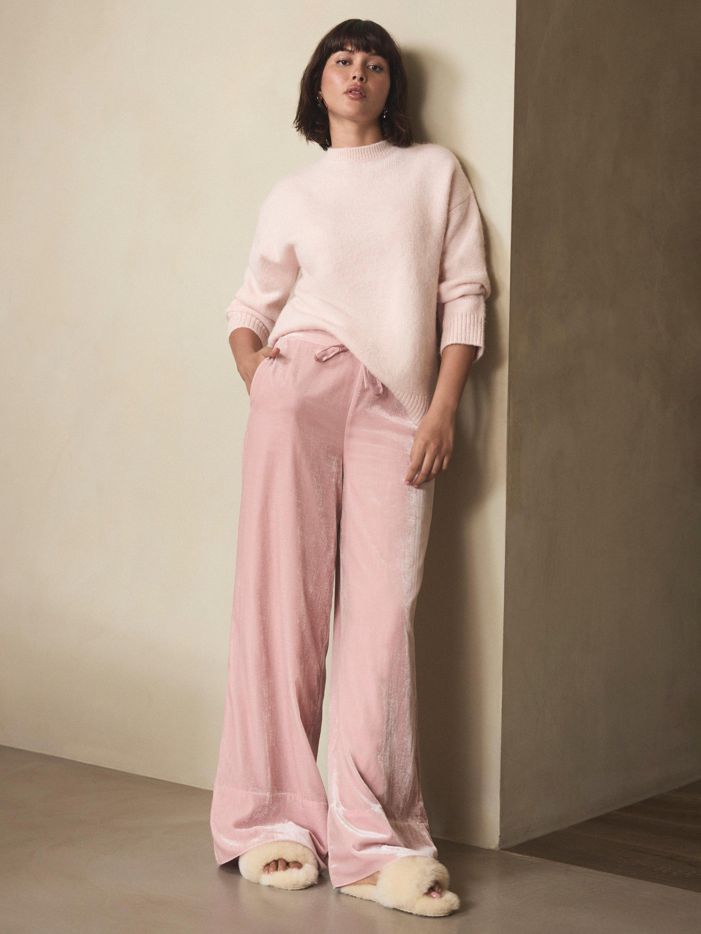 Product image 2 of 8, which shows Mint Velvet Knit Longline Wool Blend Jumper, Light Pink, L