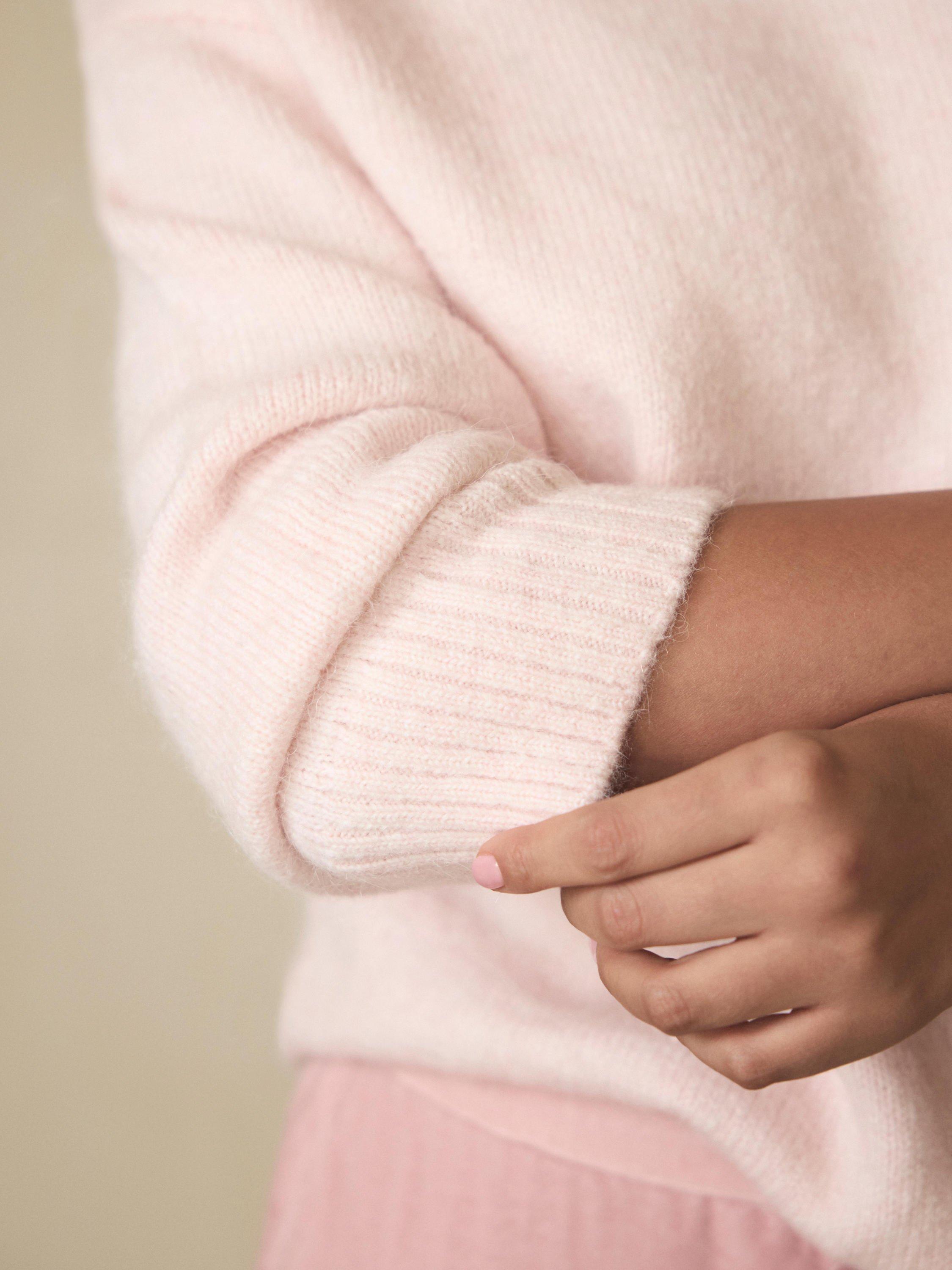 Product image 4 of 8, which shows Mint Velvet Knit Longline Wool Blend Jumper, Light Pink, L