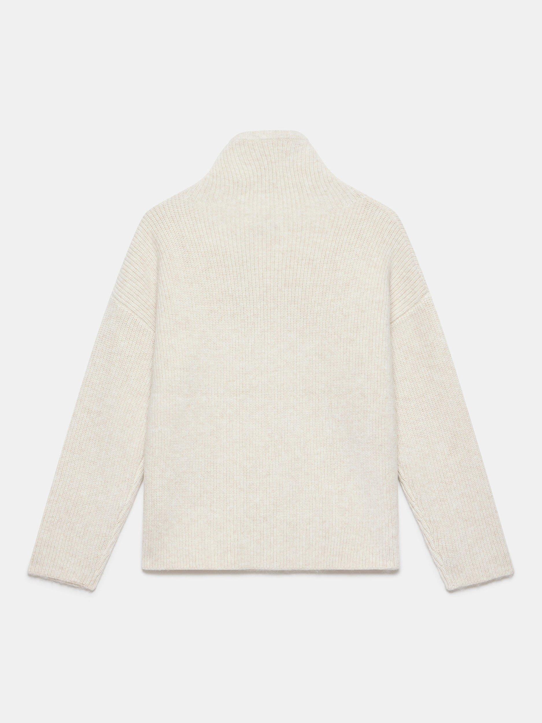 Product image 8 of 8, which shows Mint Velvet Funnel Neck Knit Hoodie, Natural Cream, XS