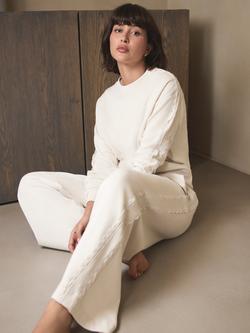 Mint Velvet Lace Trim Sweatshirt, Natural Cream - view 2, Natural Cream