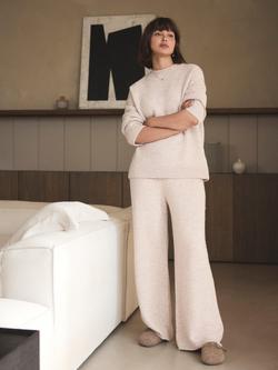 Mint Velvet Loungewear Wide Leg Trousers, Natural - view 2, Natural