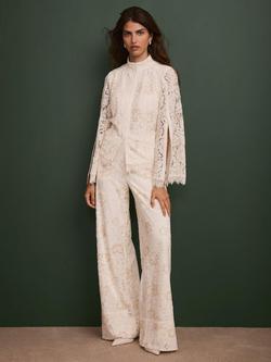 Mint Velvet Lace Wide Leg Trousers, White Ivory, White Ivory
