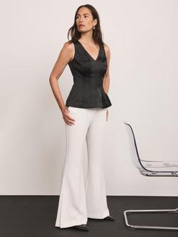 Mint Velvet Flared Leg Trousers - view 2, White Ivory