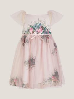 Monsoon Baby Charlotte Floral Tulle Dress, Pink - view 2, Pink