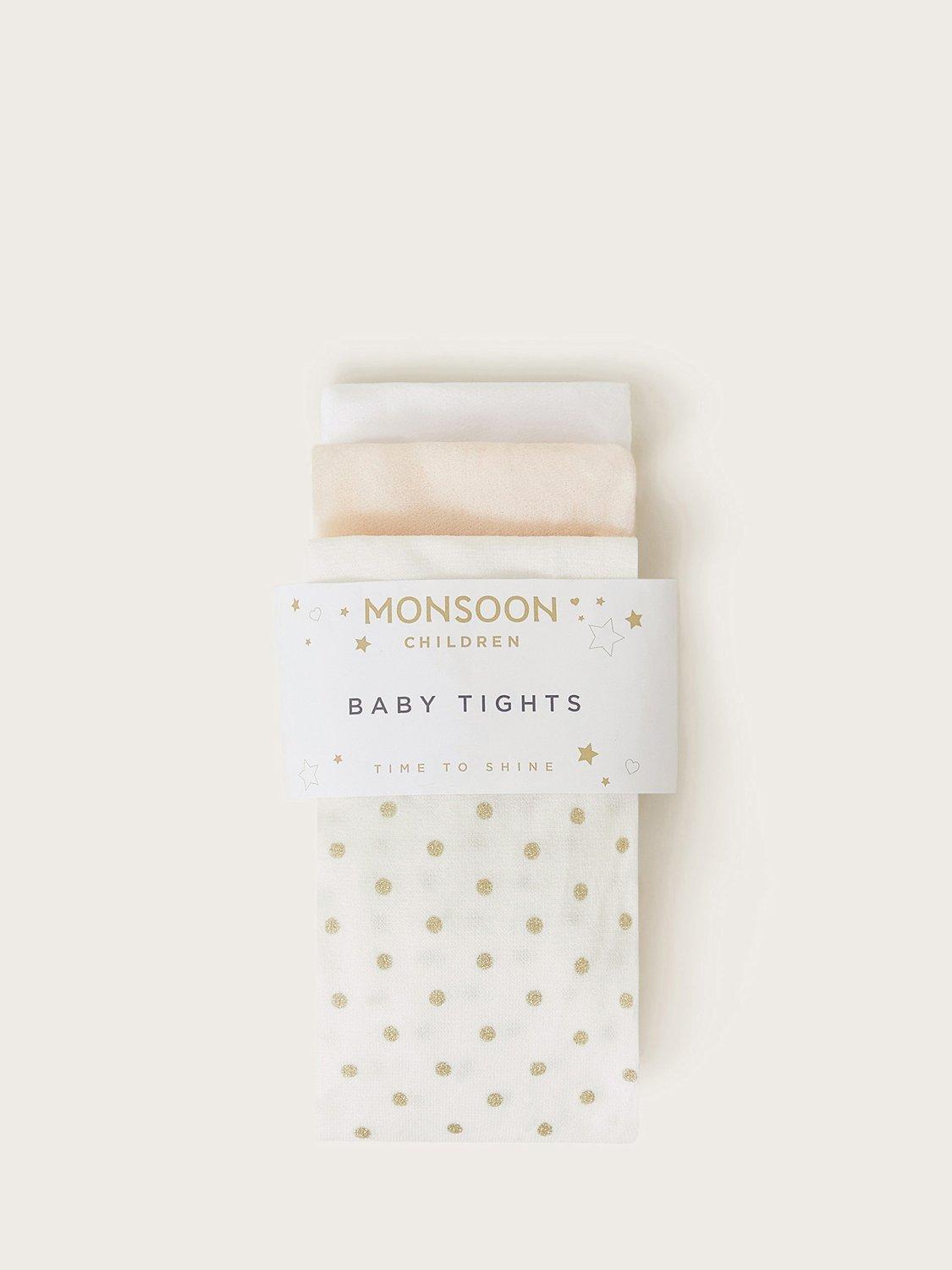 Product image 2 of 3, which shows Monsoon Baby Tights, Pack of 3, Multi, 0-6 months